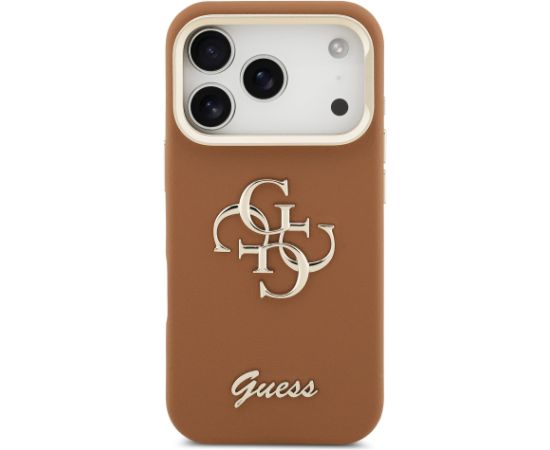Guess PU Grained 4G Logo Stand Camera Frame Case Защитный чехол для iPhone 17 Pro / коричневый Чехлы - альтернативные