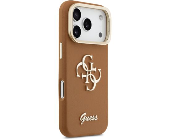 Guess PU Grained 4G Logo Stand Camera Frame Case Защитный чехол для iPhone 17 Pro / коричневый Чехлы - альтернативные