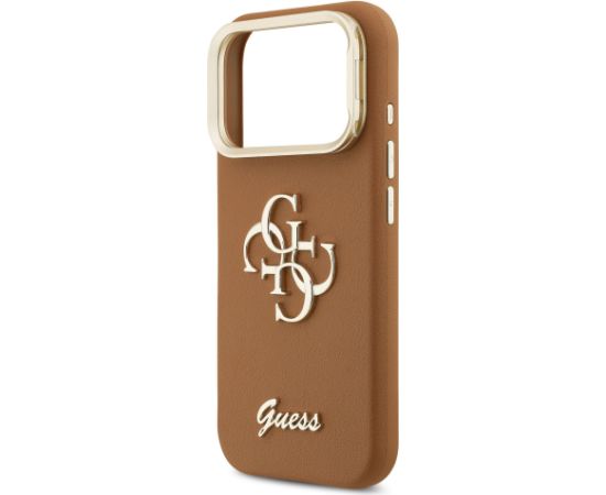 Guess PU Grained 4G Logo Stand Camera Frame Case Защитный чехол для iPhone 17 Pro / коричневый Чехлы - альтернативные