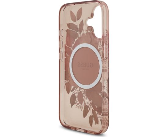 Guess IML Flowers Strap MagSafe Case Aizsargapvalks priekš iPhone 17 / rozā Neoriģinālie Maciņi