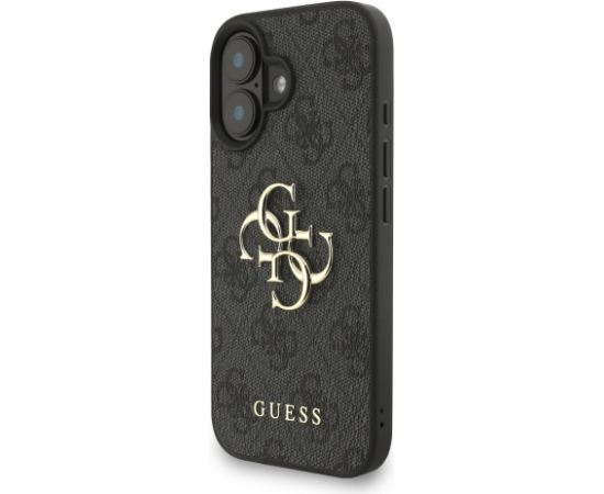 Guess PU 4G Metal Logo Strap Case Aizsargapvalks priekš iPhone 16 / melns Neoriģinālie Maciņi