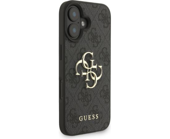 Guess PU 4G Metal Logo Strap Case Aizsargapvalks priekš iPhone 16 / melns Neoriģinālie Maciņi