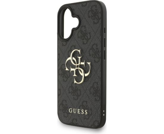 Guess PU 4G Metal Logo Strap Case Aizsargapvalks priekš iPhone 16 / melns Neoriģinālie Maciņi