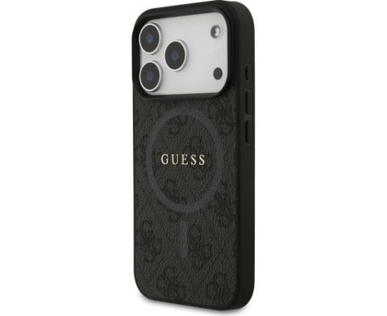 Guess PU Leather 4G Colored Ring MagSafe Case Aizsargapvalks priekš iPhone 17 Pro / melns Neoriģinālie Maciņi