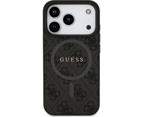 Guess PU Leather 4G Colored Ring MagSafe Case Aizsargapvalks priekš iPhone 17 Pro / melns Neoriģinālie Maciņi