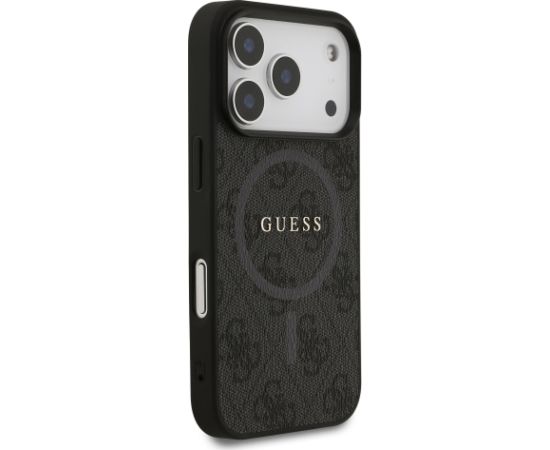 Guess PU Leather 4G Colored Ring MagSafe Case Aizsargapvalks priekš iPhone 17 Pro / melns Neoriģinālie Maciņi