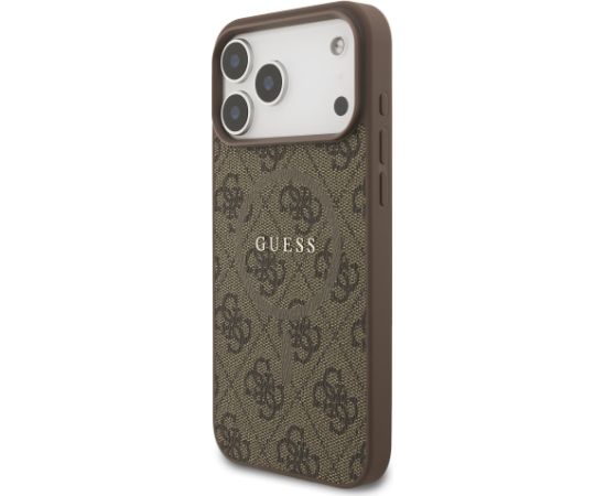 Guess PU Leather 4G Colored Ring MagSafe Case Aizsargapvalks priekš iPhone 17 Pro Max / brūns Neoriģinālie Maciņi