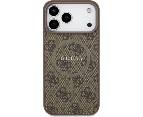 Guess PU Leather 4G Colored Ring MagSafe Case Aizsargapvalks priekš iPhone 17 Pro Max / brūns Neoriģinālie Maciņi