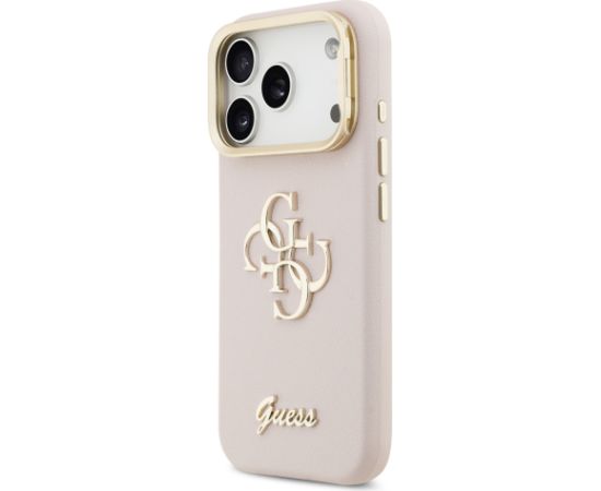 Guess PU Grained 4G Logo Stand Camera Frame Case Aizsargapvalks priekš iPhone 17 Pro / rozā Neoriģinālie Maciņi