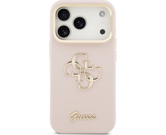 Guess PU Grained 4G Logo Stand Camera Frame Case Aizsargapvalks priekš iPhone 17 Pro / rozā Neoriģinālie Maciņi