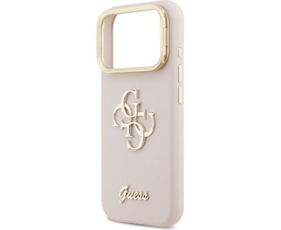 Guess PU Grained 4G Logo Stand Camera Frame Case Aizsargapvalks priekš iPhone 17 Pro / rozā Neoriģinālie Maciņi