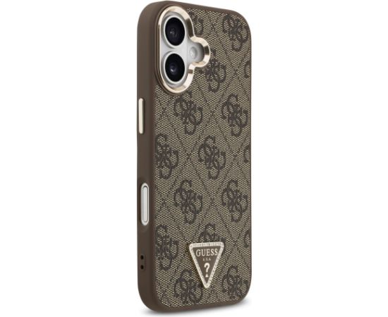 Guess PU Leather 4G Strass Triangle Logo Gold Frame MagSafe Case Aizsargapvalks priekš iPhone 17 / brūns Neoriģinālie Maciņi
