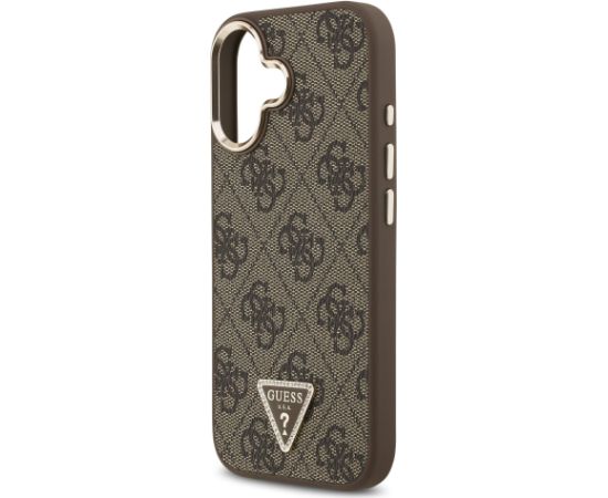 Guess PU Leather 4G Strass Triangle Logo Gold Frame MagSafe Case Aizsargapvalks priekš iPhone 17 / brūns Neoriģinālie Maciņi