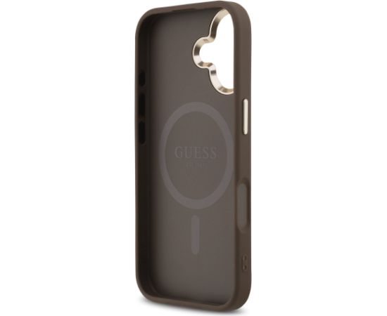 Guess PU Leather 4G Strass Triangle Logo Gold Frame MagSafe Case Aizsargapvalks priekš iPhone 17 / brūns Neoriģinālie Maciņi