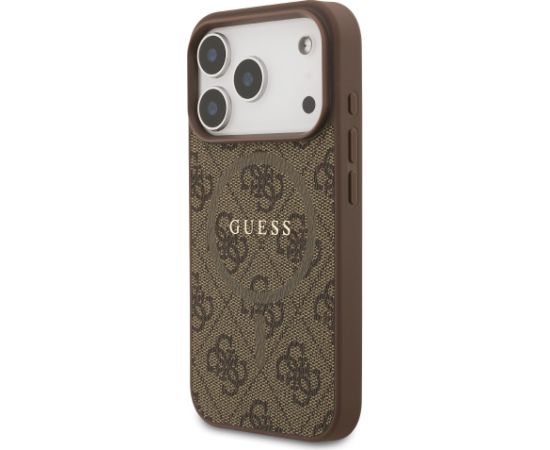 Guess PU Leather 4G Colored Ring MagSafe Case Aizsargapvalks priekš iPhone 17 Pro / brūns Neoriģinālie Maciņi