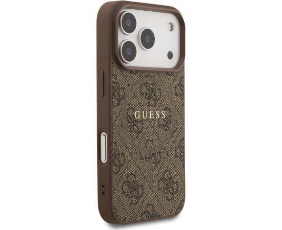 Guess PU Leather 4G Colored Ring MagSafe Case Aizsargapvalks priekš iPhone 17 Pro / brūns Neoriģinālie Maciņi