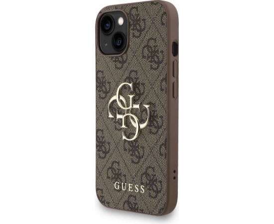 Guess PU 4G Metal Logo Strap Case Aizsargapvalks priekš iPhone 15 / brūns Neoriģinālie Maciņi