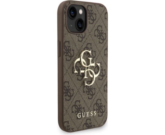 Guess PU 4G Metal Logo Strap Case Aizsargapvalks priekš iPhone 15 / brūns Neoriģinālie Maciņi