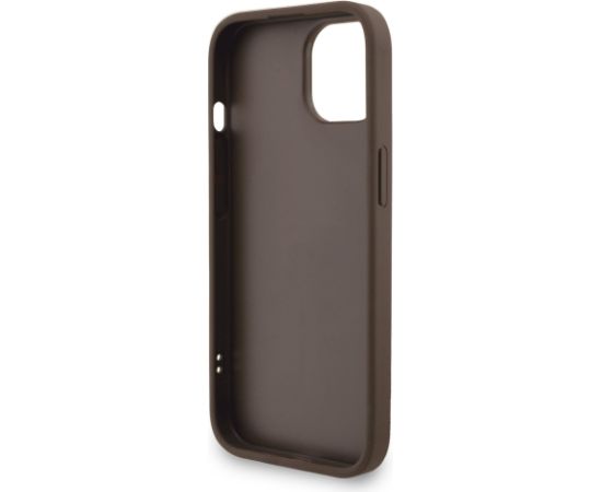 Guess PU 4G Metal Logo Strap Case Aizsargapvalks priekš iPhone 15 / brūns Neoriģinālie Maciņi