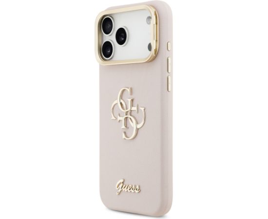 Guess PU Grained 4G Logo Stand Camera Frame Case Защитный чехол для iPhone 17 Pro Max / розовый Чехлы - альтернативные
