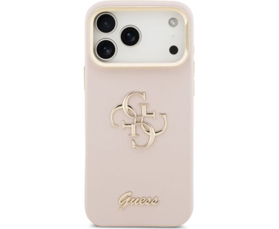Guess PU Grained 4G Logo Stand Camera Frame Case Защитный чехол для iPhone 17 Pro Max / розовый Чехлы - альтернативные