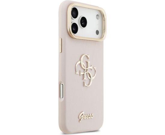 Guess PU Grained 4G Logo Stand Camera Frame Case Защитный чехол для iPhone 17 Pro Max / розовый Чехлы - альтернативные