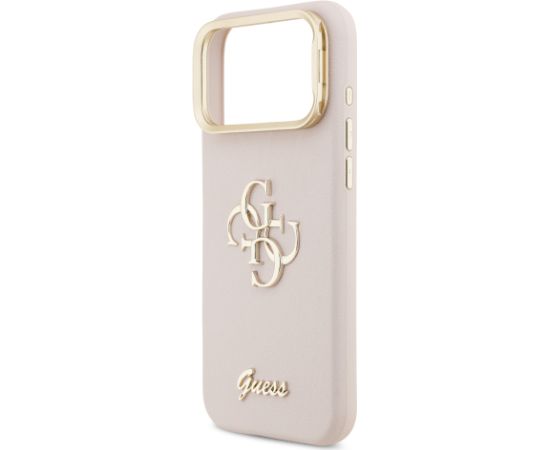 Guess PU Grained 4G Logo Stand Camera Frame Case Защитный чехол для iPhone 17 Pro Max / розовый Чехлы - альтернативные