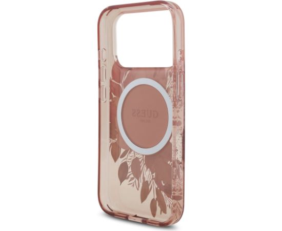 Guess IML Flowers Strap MagSafe Case Aizsargapvalks priekš iPhone 17 Pro / rozā Neoriģinālie Maciņi
