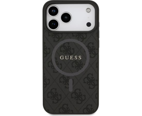 Guess PU Leather 4G Colored Ring MagSafe Case Aizsargapvalks priekš iPhone 17 Pro Max / melns Neoriģinālie Maciņi