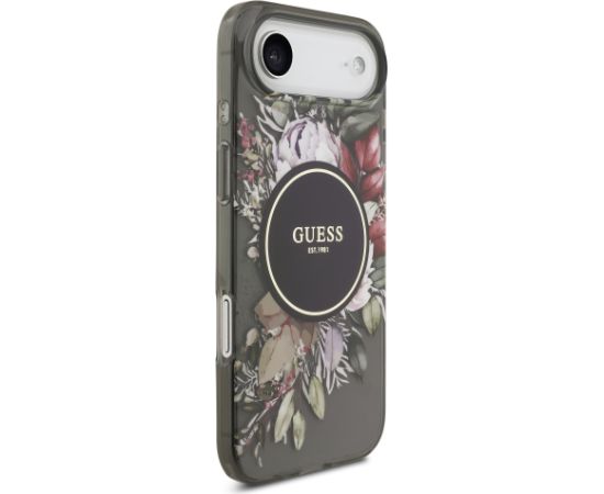 Guess IML Flowers Strap MagSafe Case Aizsargapvalks priekš iPhone Air / melns Neoriģinālie Maciņi