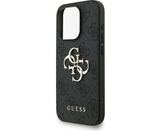 Guess PU 4G Metal Logo Strap Case Aizsargapvalks priekš iPhone 15 Pro Max / melns Neoriģinālie Maciņi