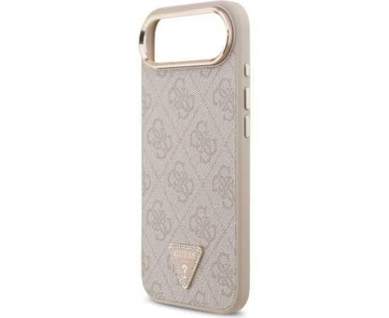 Guess PU Leather 4G Strass Triangle Logo Gold Frame MagSafe Case Aizsargapvalks priekš iPhone Air / rozā Neoriģinālie Maciņi