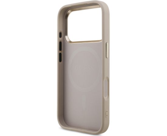 Guess PU Leather 4G Strass Triangle Logo Gold Frame MagSafe Case Aizsargapvalks priekš iPhone 17 Pro / rozā Neoriģinālie Maciņi