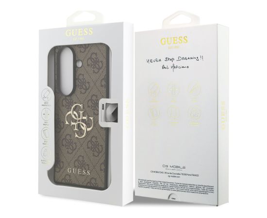 Guess PU 4G Metal Logo Case Aizsargapvalks priekš Samsung Galaxy Z Fold 7 / brūns Neoriģinālie Maciņi