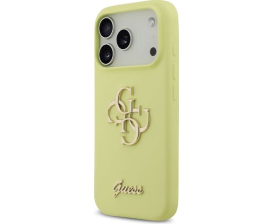 Guess Liquid Silicone 4G Metal Logo Case Aizsargapvalks priekš iPhone 17 Pro / dzeltens Neoriģinālie Maciņi