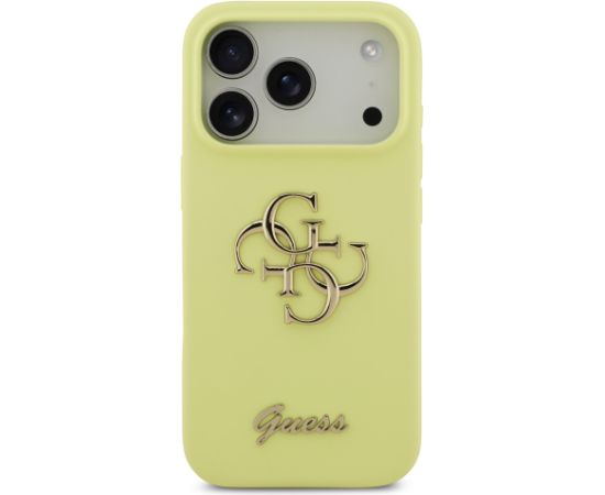 Guess Liquid Silicone 4G Metal Logo Case Aizsargapvalks priekš iPhone 17 Pro / dzeltens Neoriģinālie Maciņi