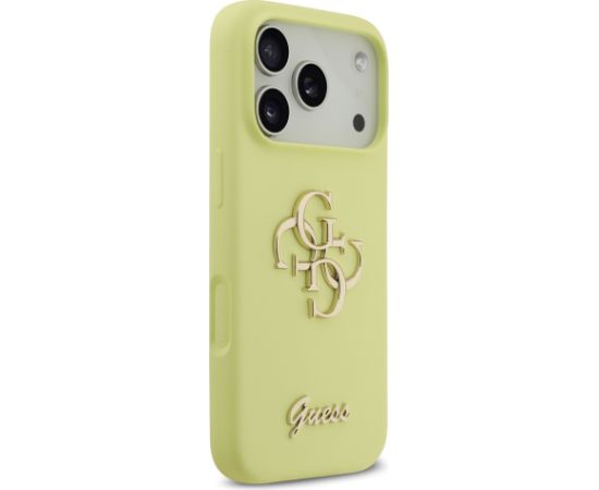 Guess Liquid Silicone 4G Metal Logo Case Aizsargapvalks priekš iPhone 17 Pro / dzeltens Neoriģinālie Maciņi