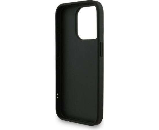 Guess PU 4G Metal Logo Strap Case Aizsargapvalks priekš iPhone 15 Pro / melns Neoriģinālie Maciņi