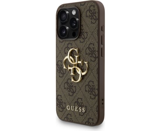 Guess PU 4G Metal Logo Strap Case Aizsargapvalks priekš iPhone 15 Pro / brūns Neoriģinālie Maciņi