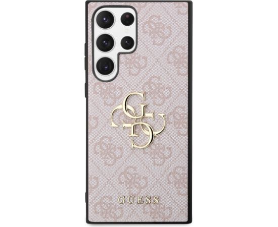 Guess PU 4G Metal Logo Case Aizsargapvalks priekš Samsung Galaxy S23 Ultra / rozā Neoriģinālie Maciņi