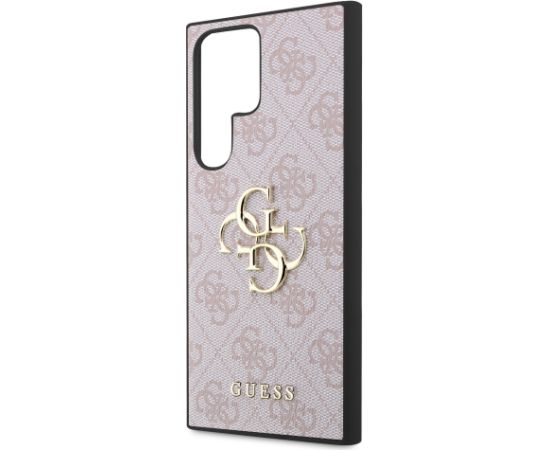 Guess PU 4G Metal Logo Case Aizsargapvalks priekš Samsung Galaxy S23 Ultra / rozā Neoriģinālie Maciņi