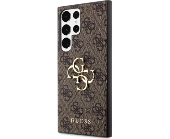 Guess PU 4G Metal Logo Case Защитный чехол для Samsung Galaxy S23 Ultra / коричневый Чехлы - альтернативные