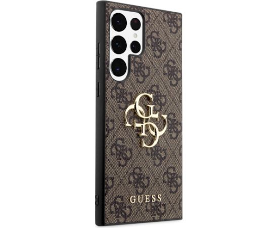 Guess PU 4G Metal Logo Case Защитный чехол для Samsung Galaxy S23 Ultra / коричневый Чехлы - альтернативные