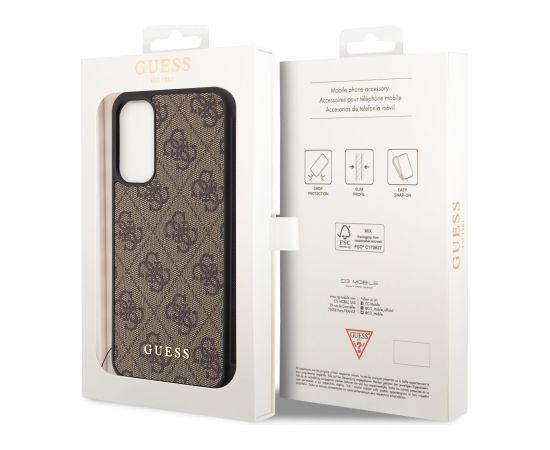 Guess 4G Charm Case Aizsargapvalks priekš Samsung Galaxy A34 5G / brūns Neoriģinālie Maciņi