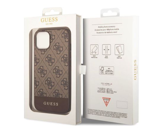 Guess PU 4G Stripe Case Защитный чехол для iPhone 14 / коричневый Чехлы - альтернативные