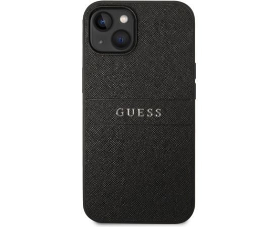 Guess PU Leather Saffiano Case Aizsargapvalks priekš iPhone 14 Plus / melns Neoriģinālie Maciņi