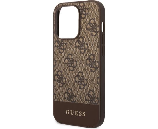 Guess PU 4G Stripe Case Aizsargapvalks priekš iPhone 14 Pro Max / brūns Neoriģinālie Maciņi