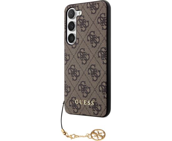 Guess 4G Charm Case Aizsargapvalks priekš Samsung Galaxy S23 / brūns Neoriģinālie Maciņi