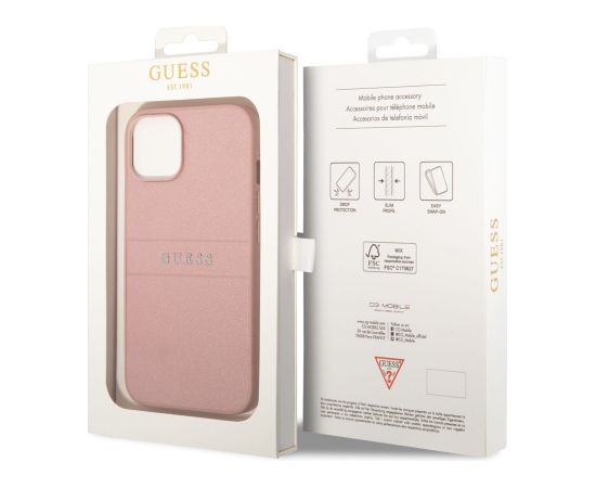 Guess PU Leather Saffiano Case Защитный чехол для iPhone 14 Plus / розовый Чехлы - альтернативные
