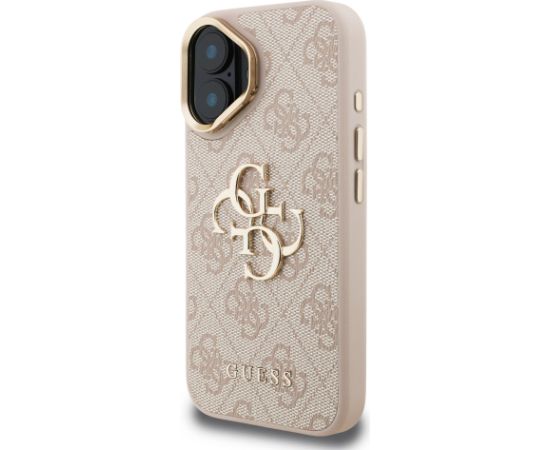 Guess PU 4G Metal Logo Stand Camera Frame Case Aizsargapvalks priekš iPhone 16 / rozā Neoriģinālie Maciņi